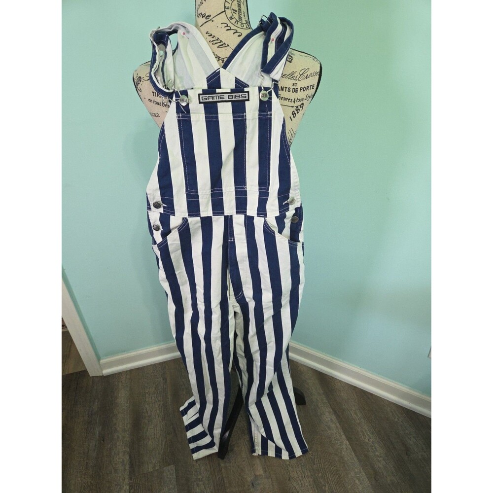 Game Bibs Adult Size XS Blue & White Striped Overall College UNC Duke Kentucky